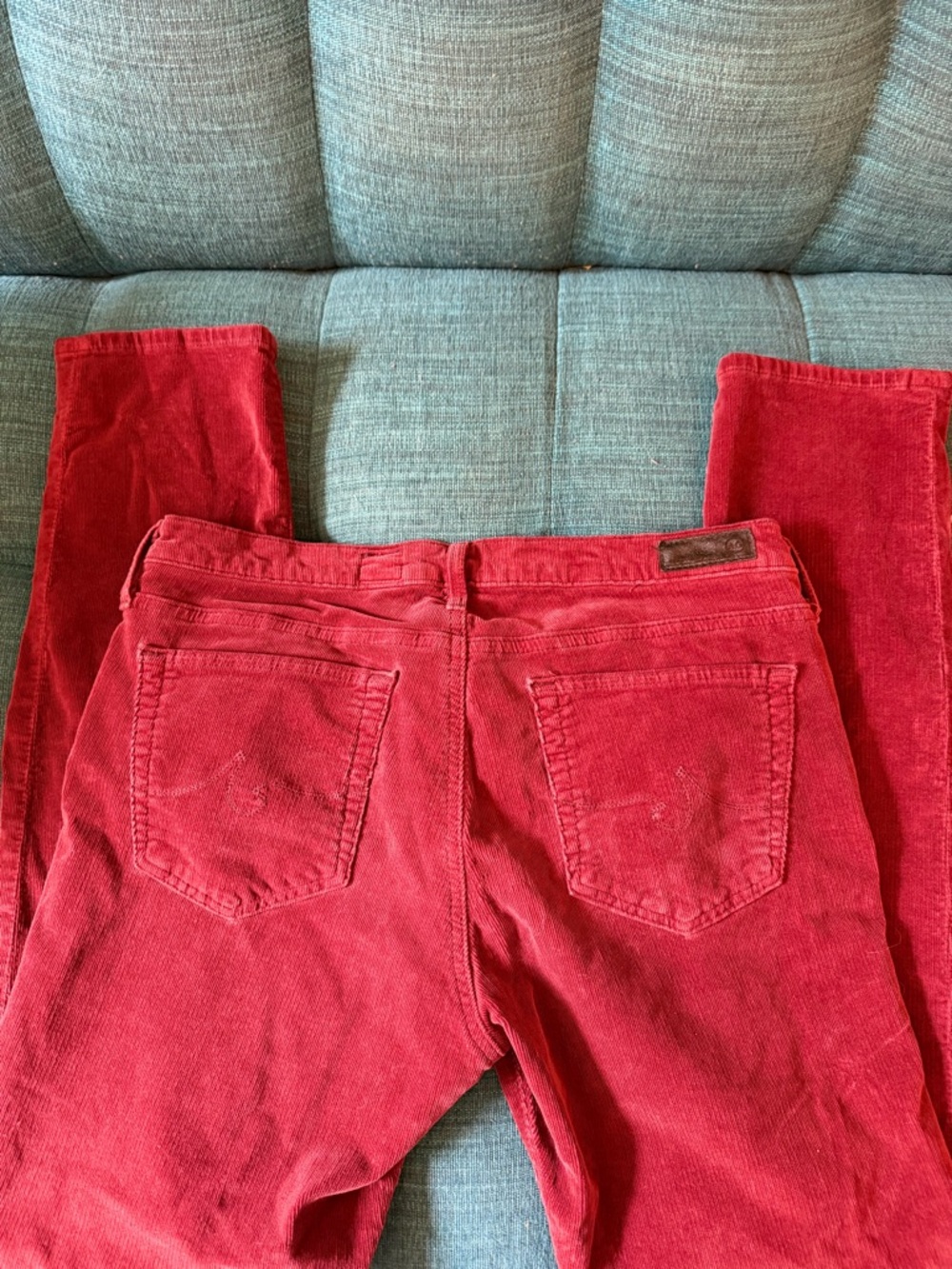 Ag Adriano Goldschmied Stevie Slim Straight Red Corduroy Jeans